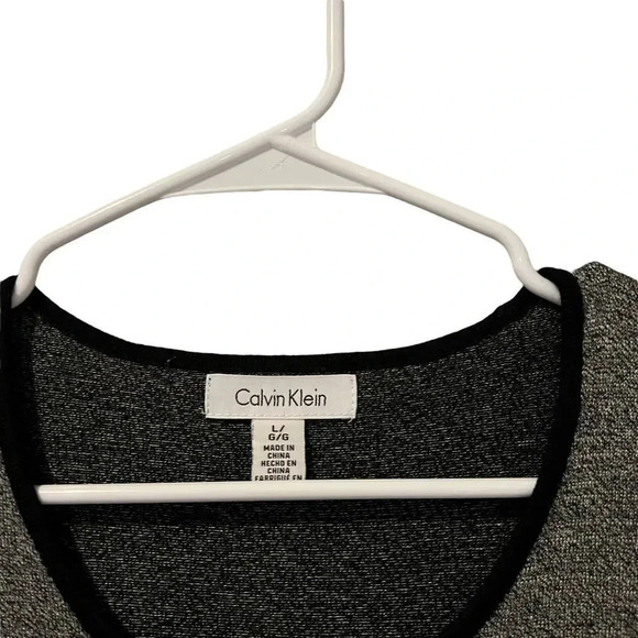 CALVIN KLEIN NEW Women's Gray Contrast-trim Cold-shoulder Sweater Top Size Large - Picture 3 of 4